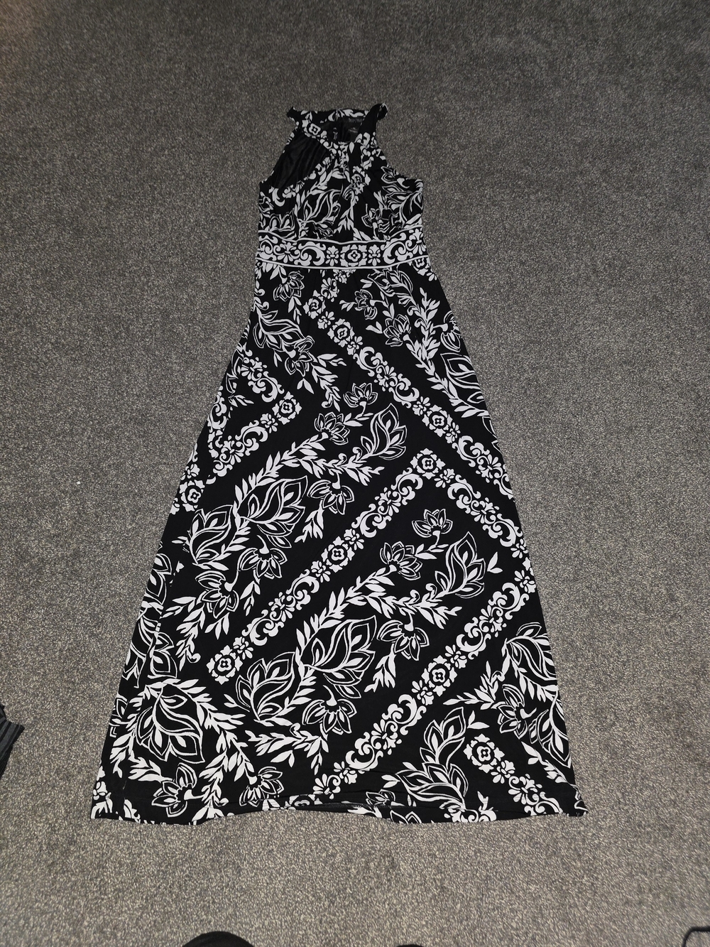 White House Black Market Black and White Floral Halter Maxi